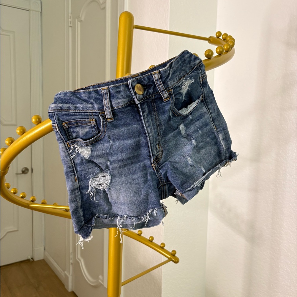 American Eagle Blue Distressed Jean Shorts